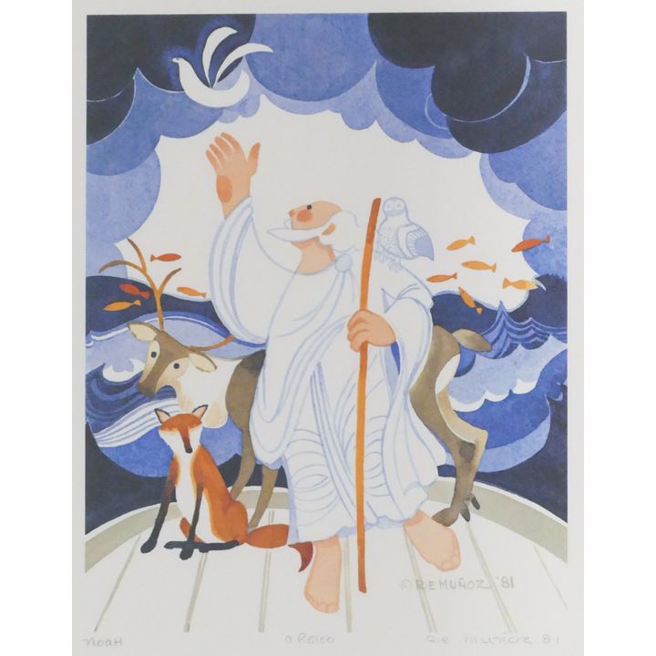 Rie Munoz ''Noah'' 1981 Signed Print 13.25'' x 11'' Sheet. Artist Proof.