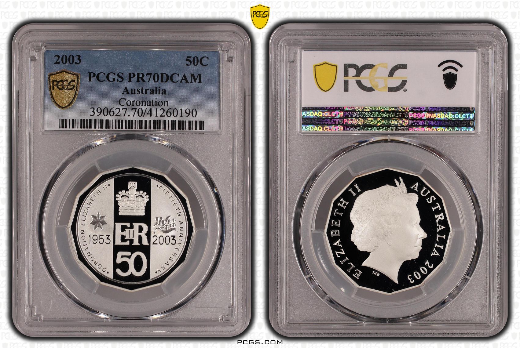 301 · 2003 Australia Fifty Cent, 50c Silver Coronation PCGS - PR70DCAM POP 13/0 -190