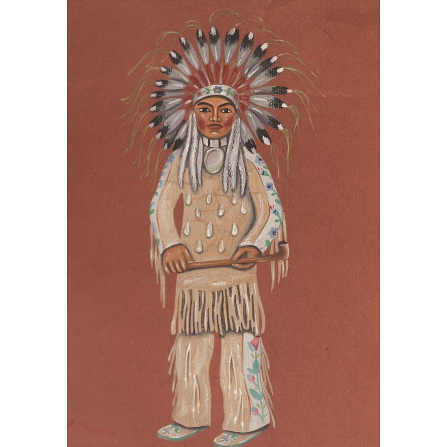 Helmi Juvonen ''Ceremonial Costume'' (Indian) Tempera