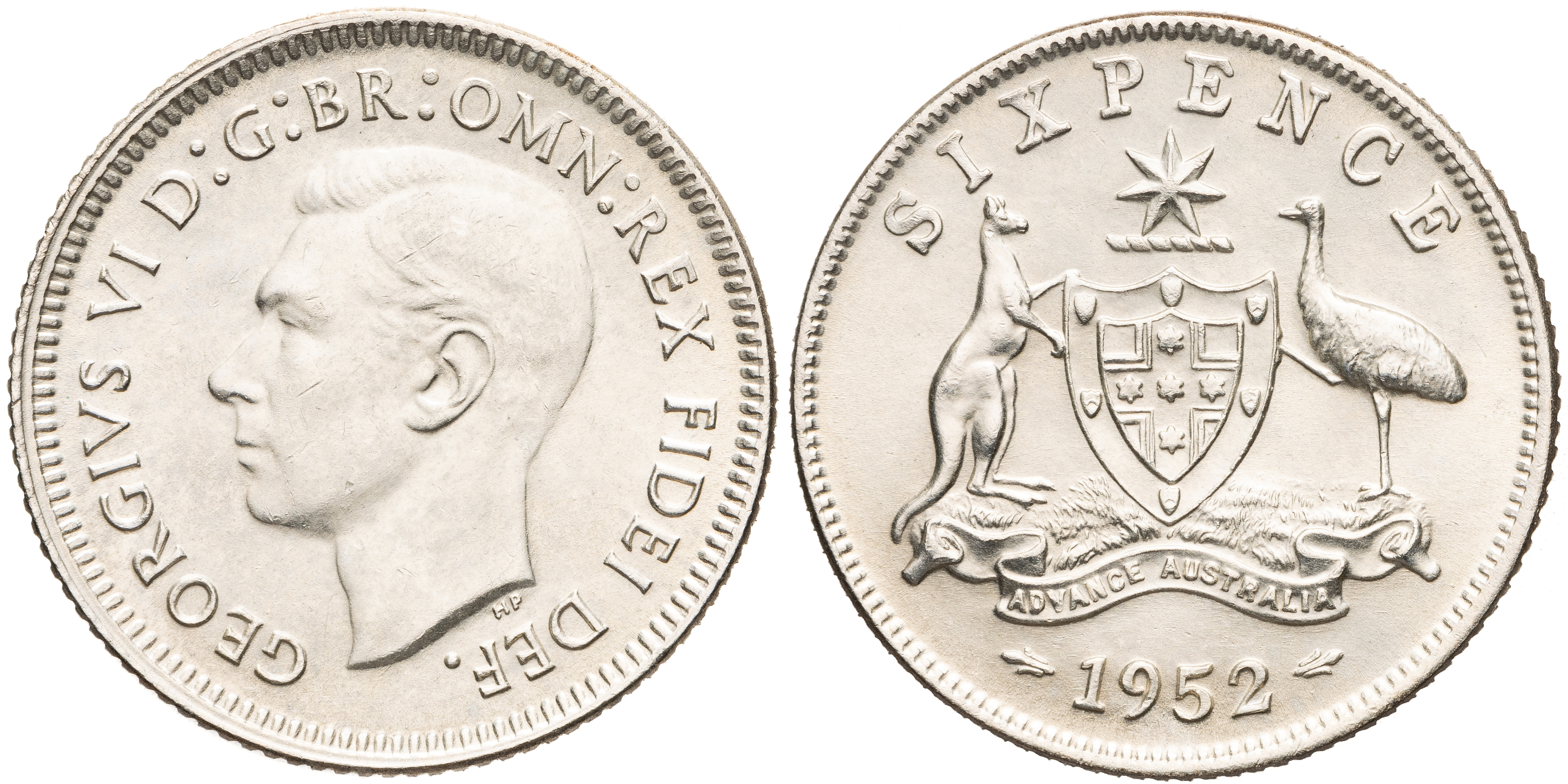 George VI, Sixpence, 1952, UNC
