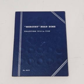 Mercury Head Dime Collection 1916 to 1945 Album with 75 Silver Dimes