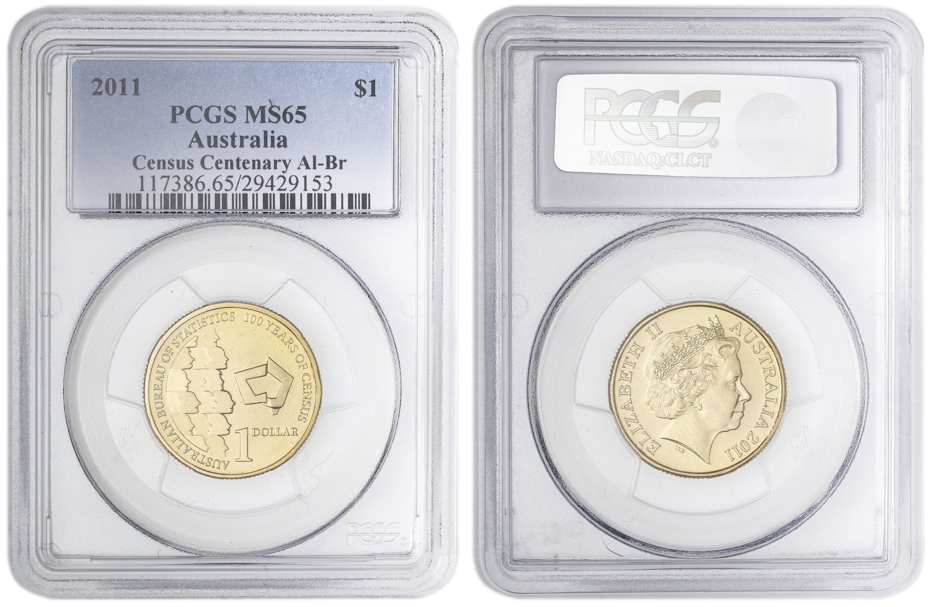 Census Centenary Al-Bronze , One Dollar, 2011, PCGS MS65