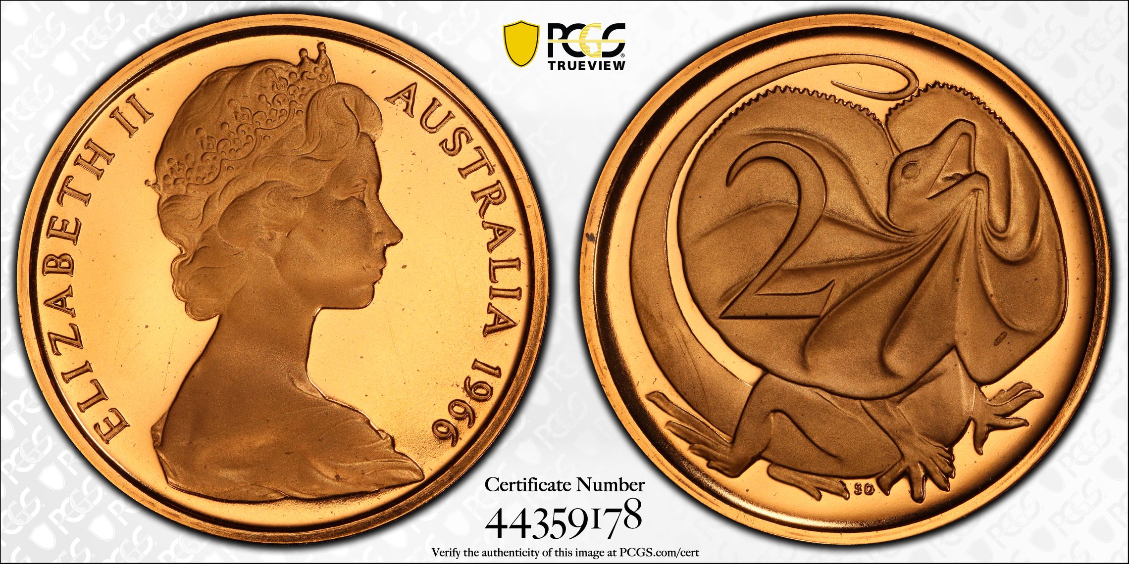 358 · 1966 Australia Two Cent, 2c PCGS - PR69DCAM -178