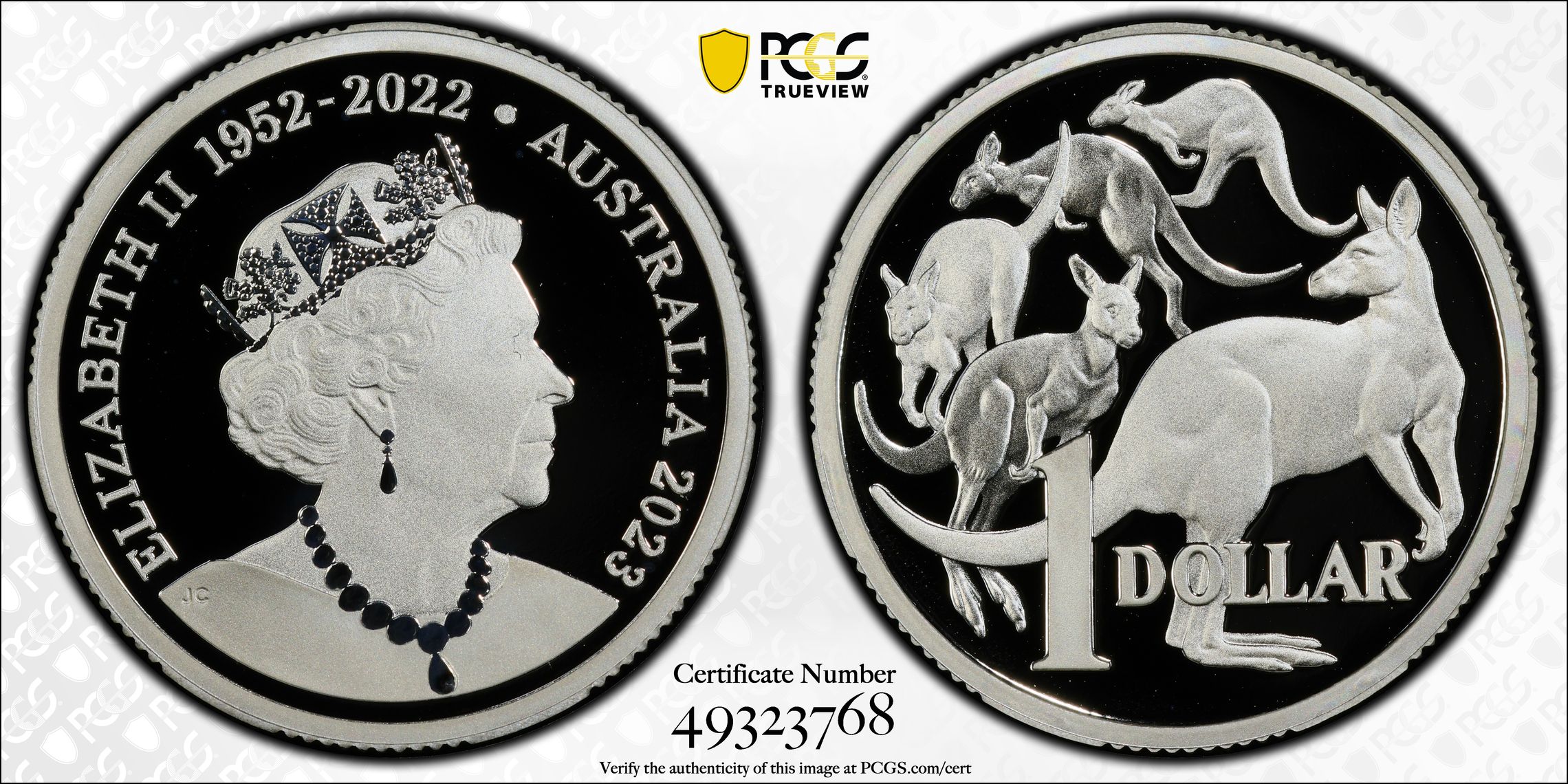 Queen Elizabeth II Memorial Silver, One Dollar, 2023, PCGS PR70DCAM