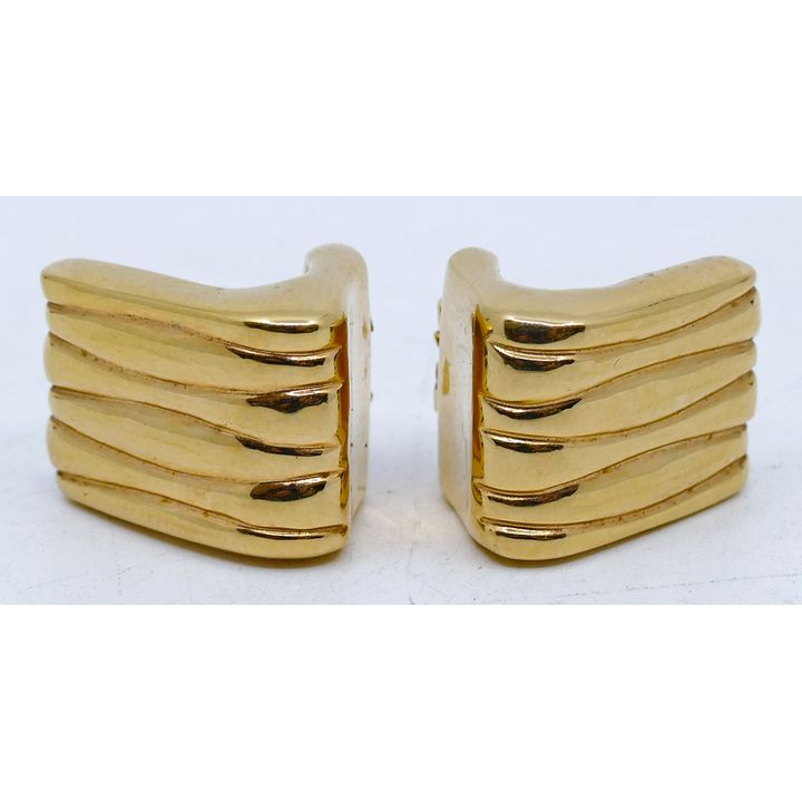 Pair 18k Modernist Clip Earrings 1'' - 6.3 Grams TW