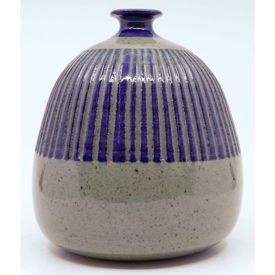 Blue Glazed Signed Studio Pottery 6"