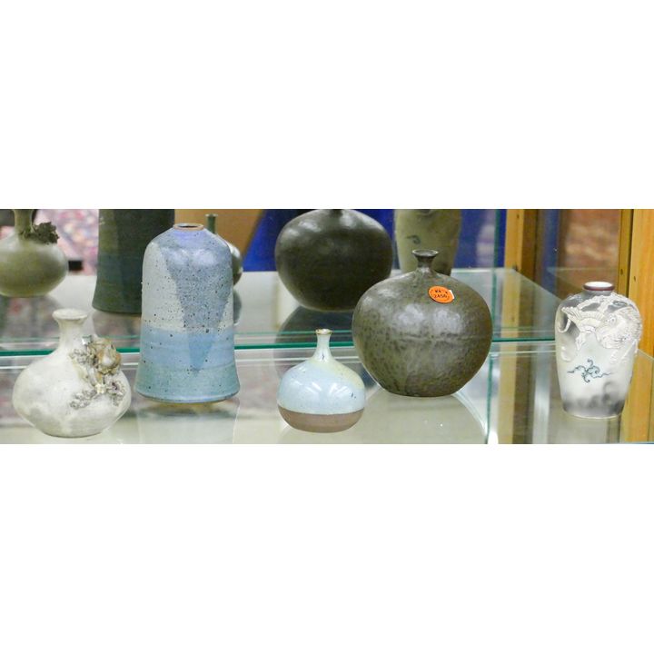 5pc Mid Century Studio Pottery & Asian Small Vases 3'' to 5''