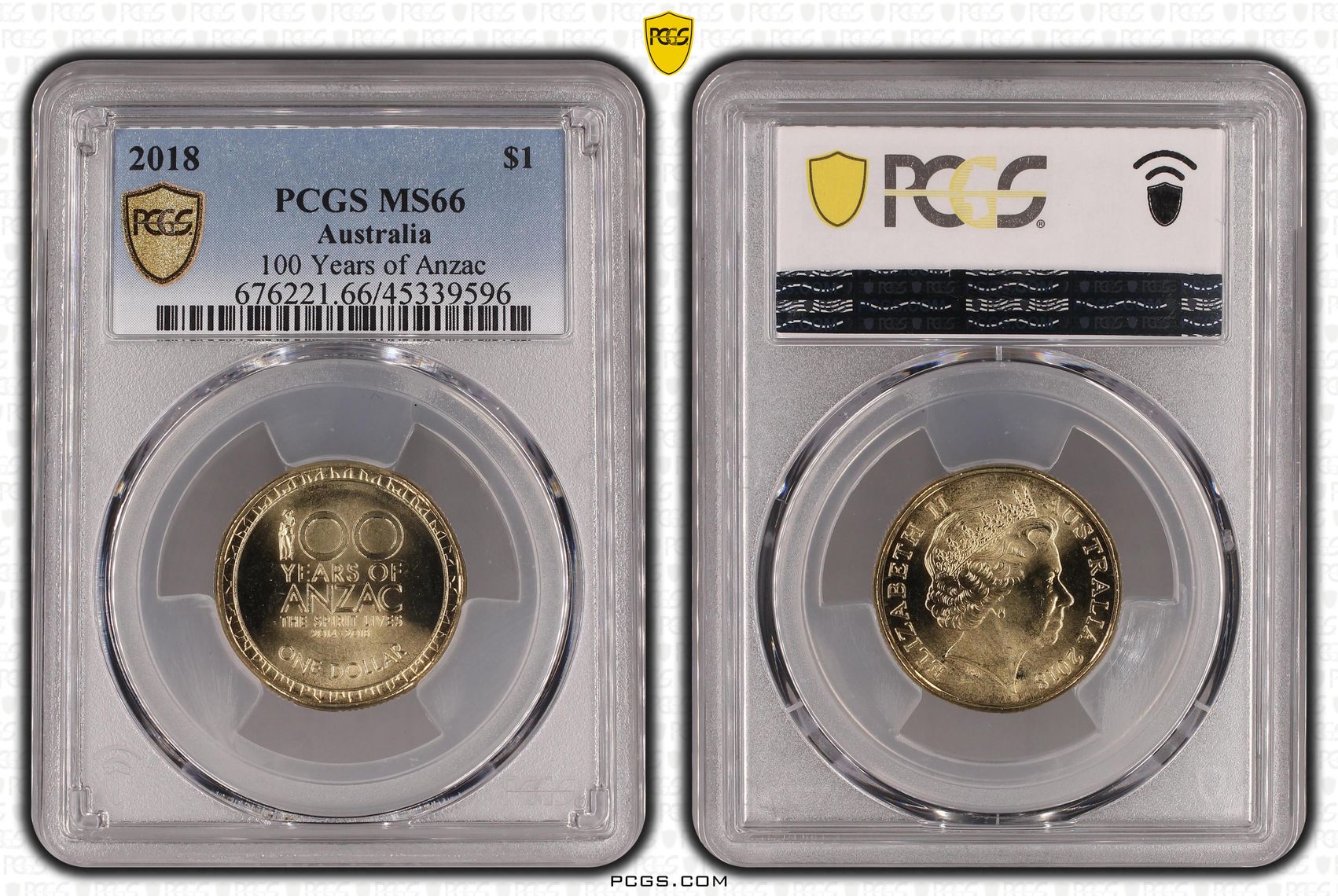 100 Years of Anzac, One Dollar, 2018, PCGS MS66