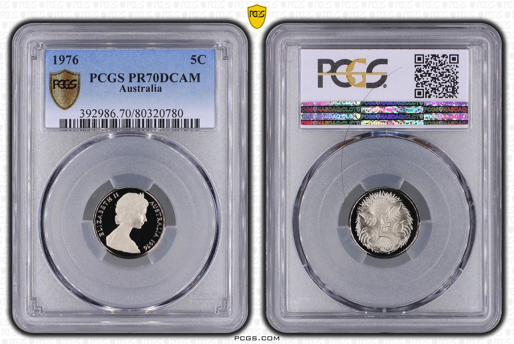 Elizabeth II, Five Cent, 1976, PCGS PR70DCAM