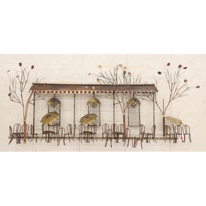 Curtis Jere ''Cafe'' Brass and Copper Wall Sculpture 21''x45''