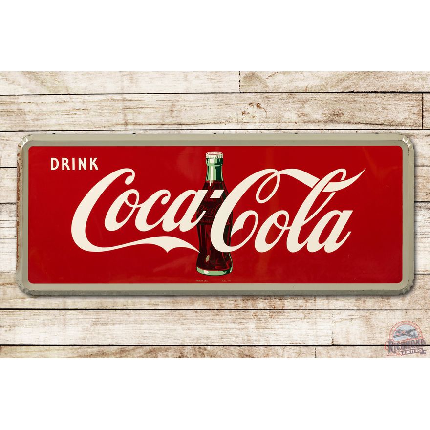 5' Coca-Cola & Bottle Self Framed Metal Sign TAC 9