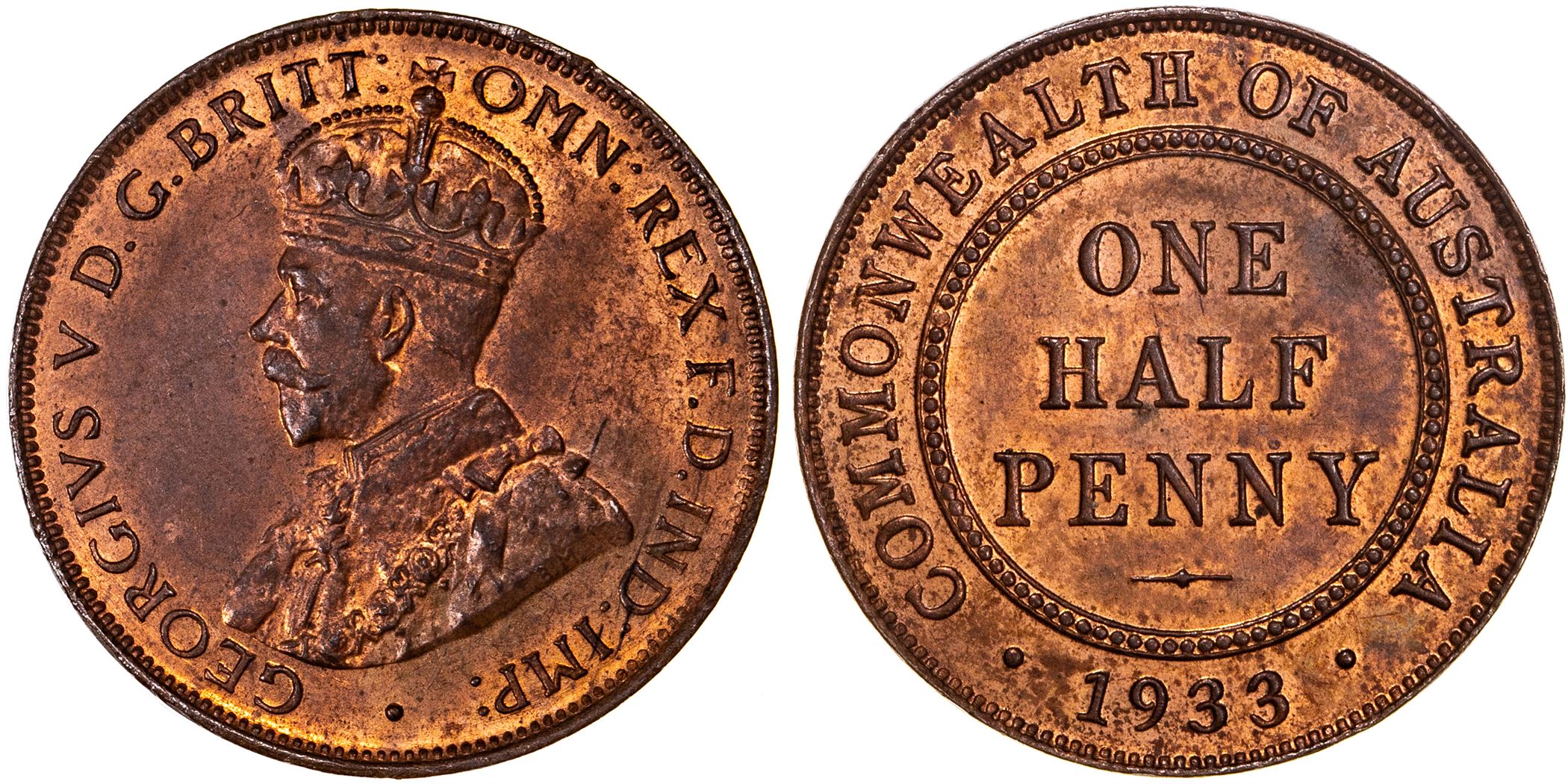 George V, Halfpenny, 1933, CHU