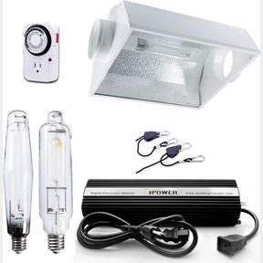 IPOWER 1000 WATT HPS MH DIGITAL DIMMABLE GROW LIGHT SYSTEM KITS AIR COOLED REFLECTOR HOOD SET