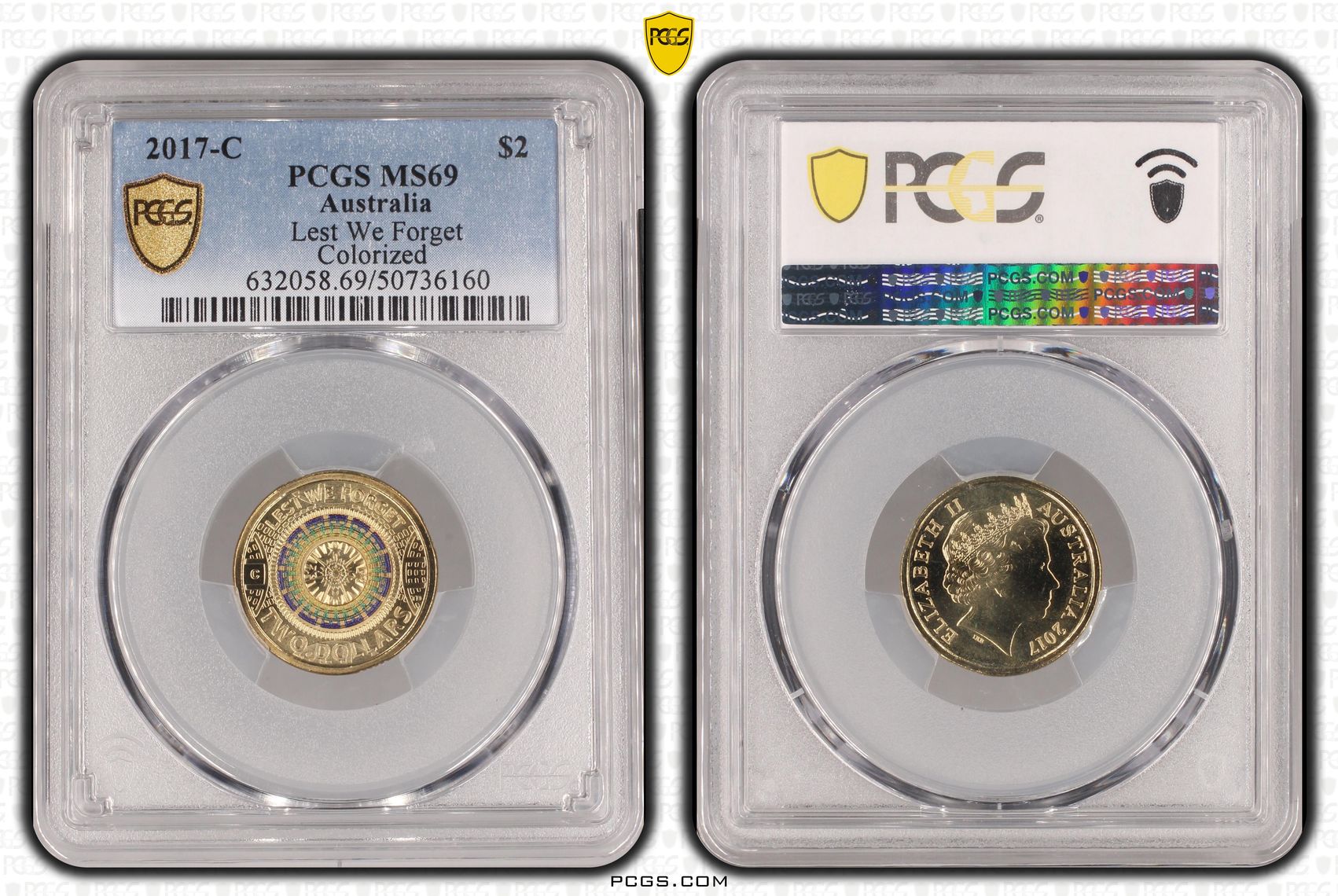 Lest We Forget Colorized , Two Dollar, 2017-C, PCGS MS69