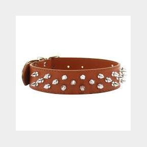 Dog Collar Leather Durable Pet Collars - Brown - 57.5cm - Brown - Leather Collar Dog Wide - 51745/14766 SN B1 (S7)