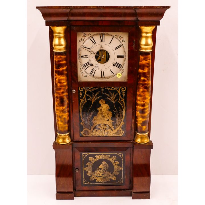 Antique Seth Thomas Pillar & Scroll Wall Clock- 33x19''