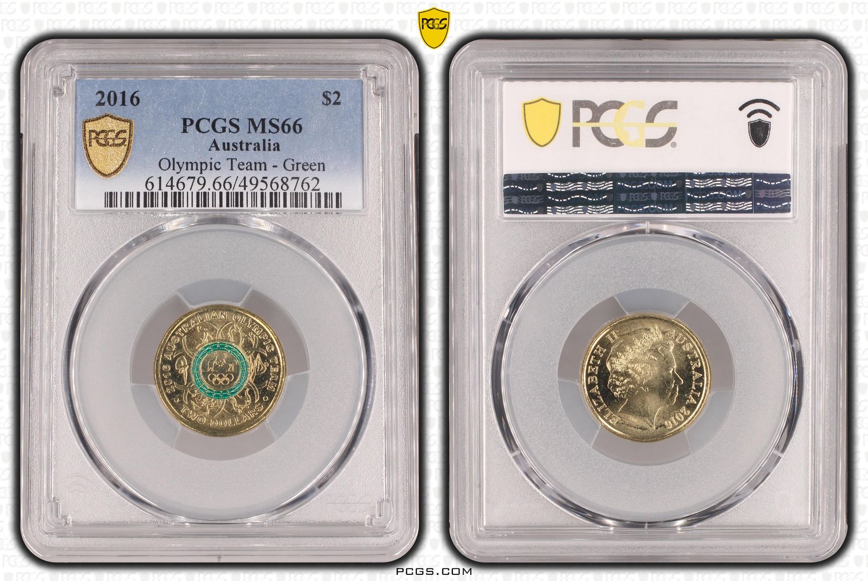 Olympic Team - Green , Two Dollar, 2016, PCGS MS66