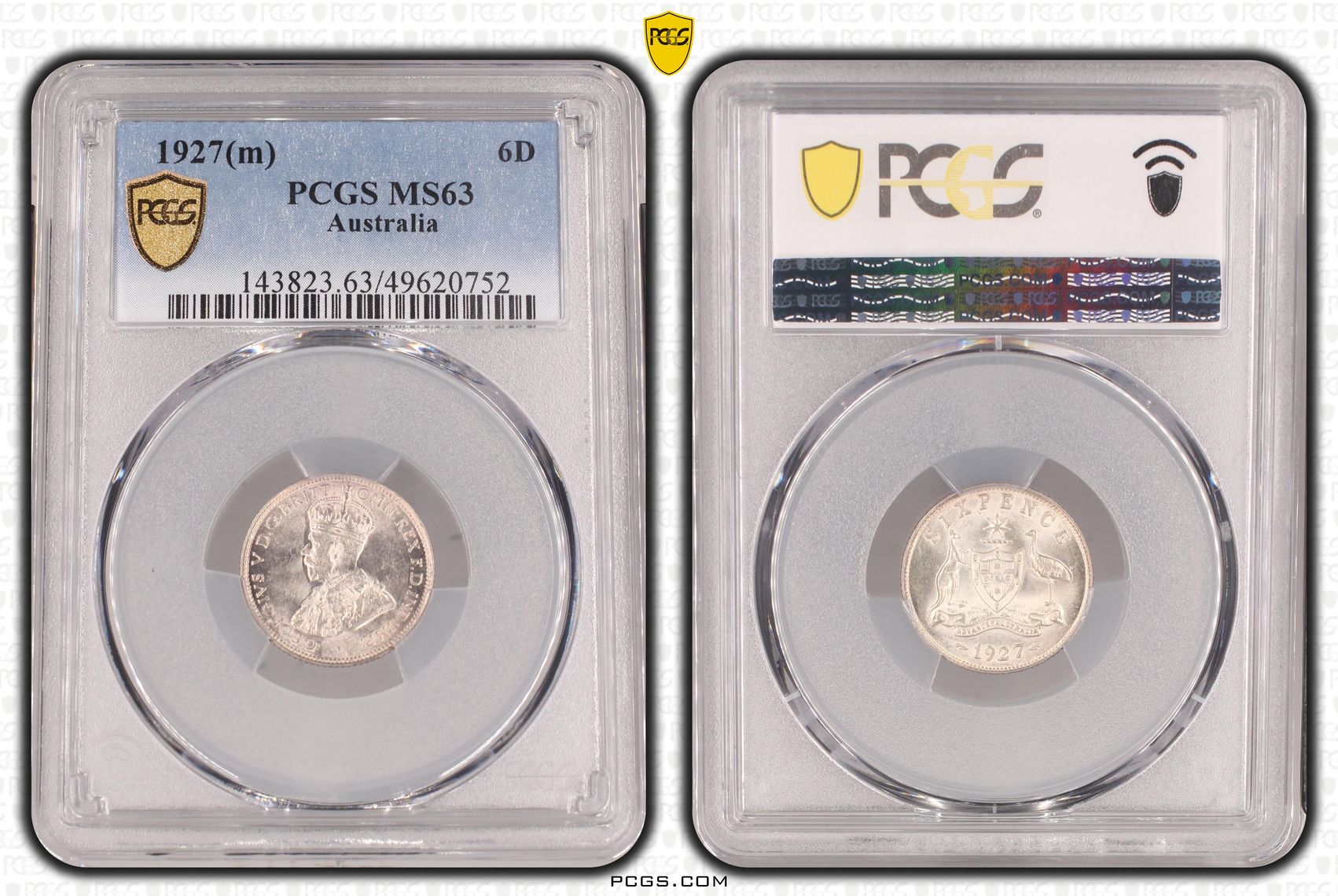 George V, Sixpence, 1927(m), PCGS MS63
