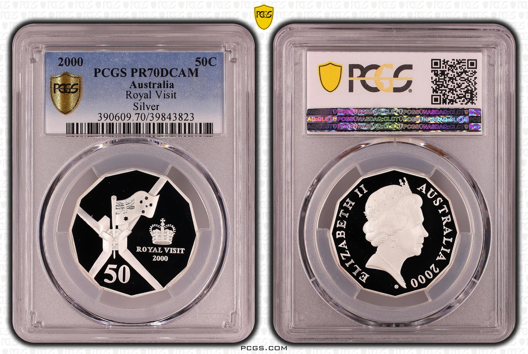286 · 2000 Australia Fifty Cent, 50c Silver Proof Royal Visit Silver PCGS - PR70DCAM POP 15/0 -823
