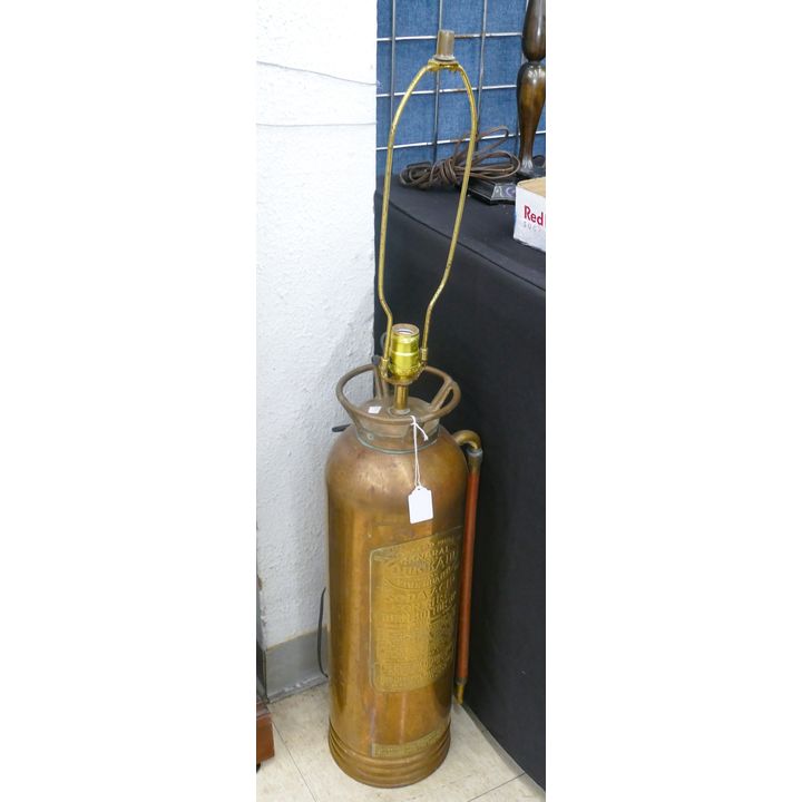Antique Brass Fire Extinguisher Lamp 39''