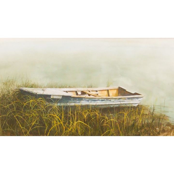 Douglas Grier 'Oysterman' Watercolor Framed- 19x26''