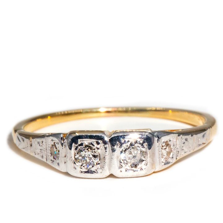 Vintage Diamond Ring in 18 Carat Gold, 1950s