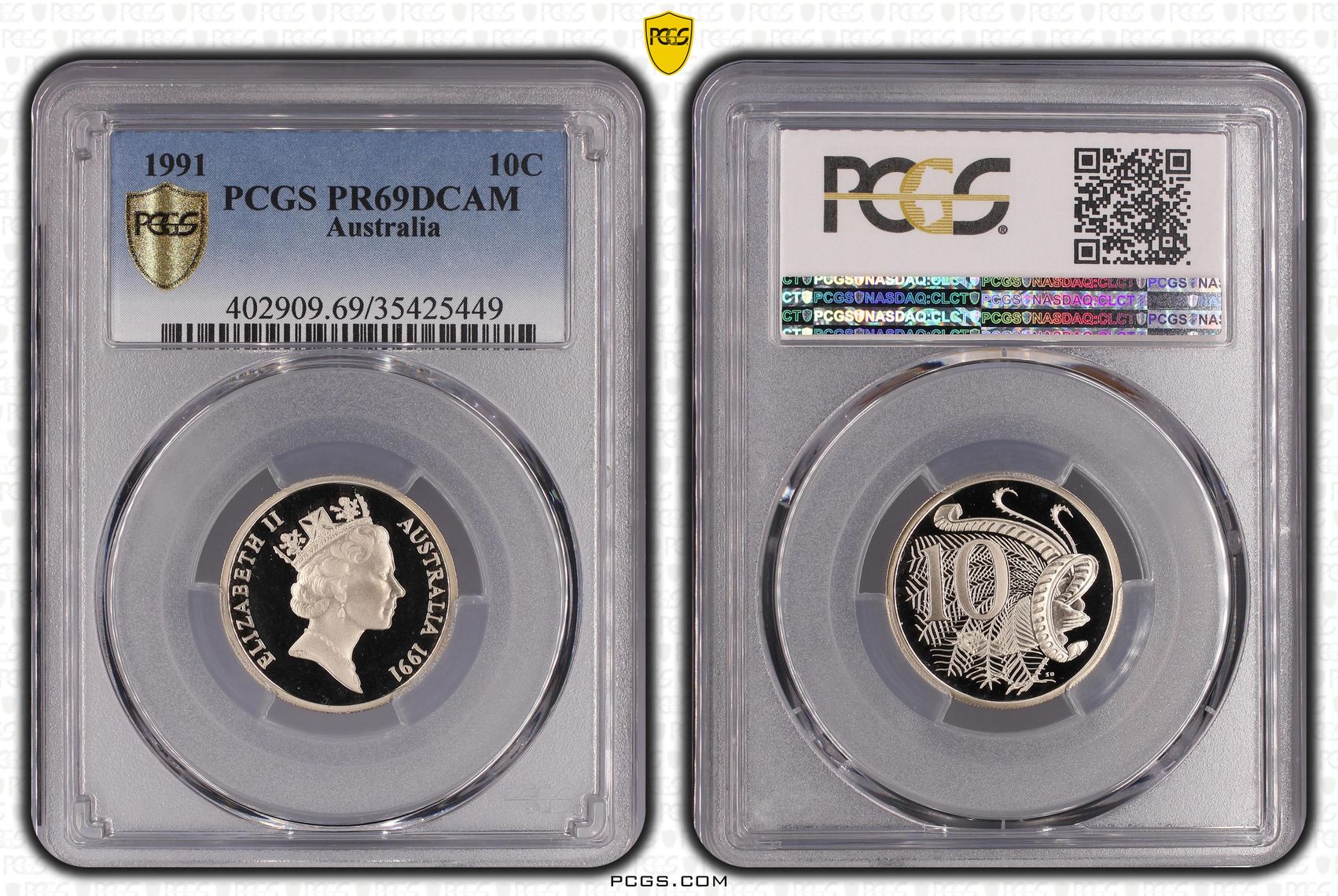, Ten Cent, 1991, Pcgs Pr69dcam
