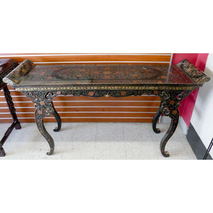 Chinese Gilt Lacqured Decorated Altar Table 58'' x 15.5'' x 34''