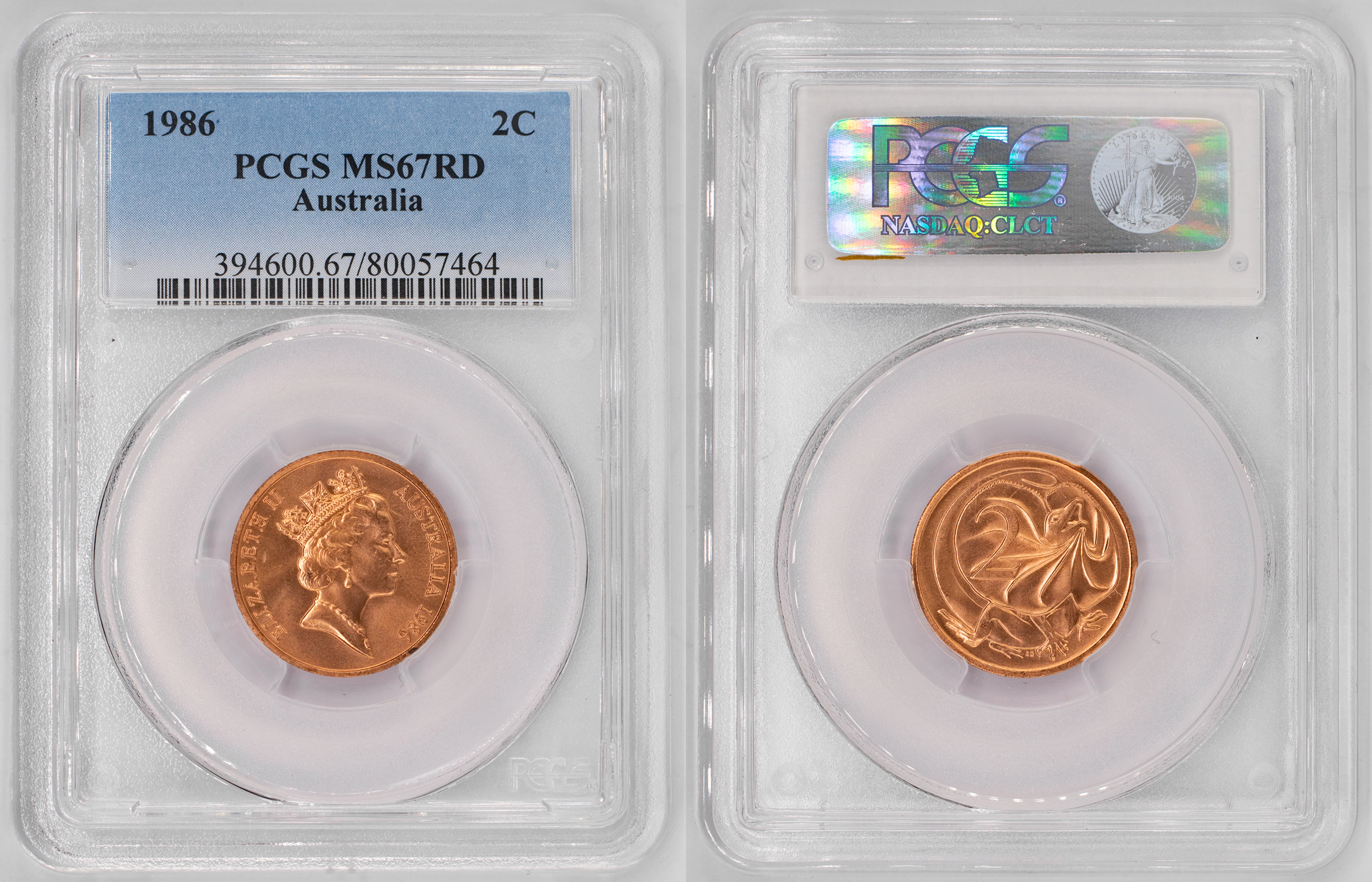 Elizabeth II, Two Cent, 1986, PCGS MS67RD