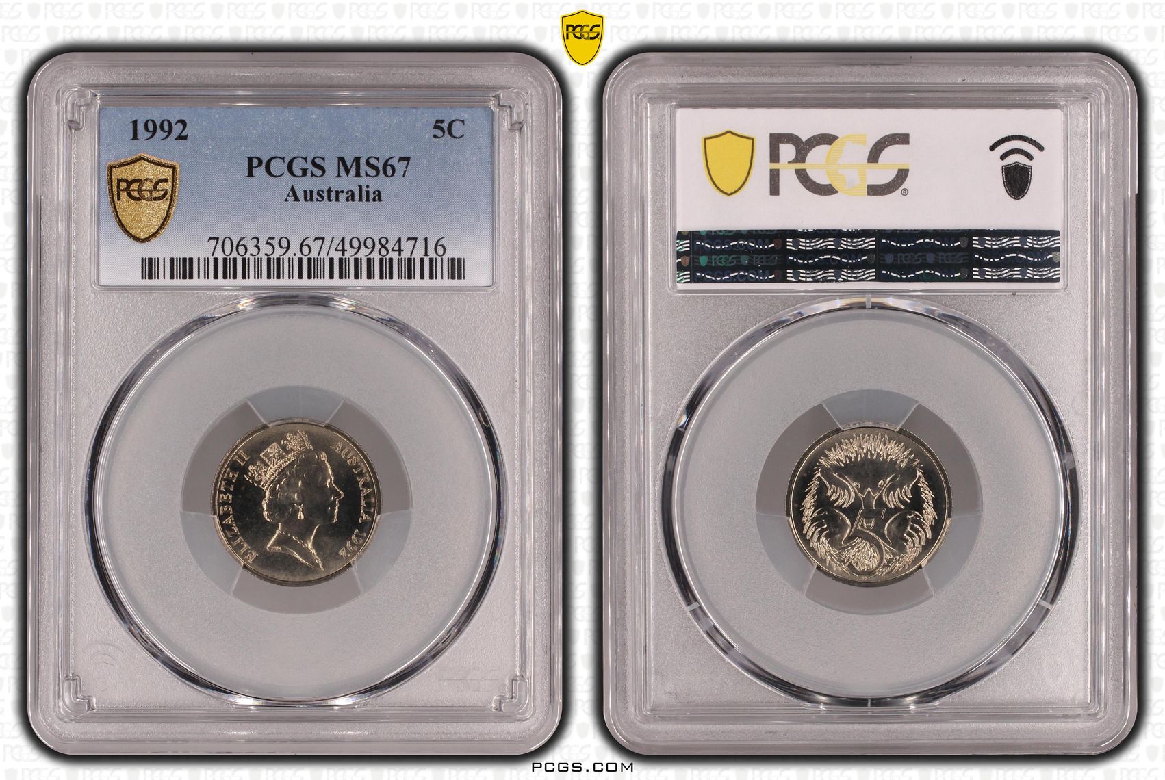 Five Cent, 1992, PCGS MS67