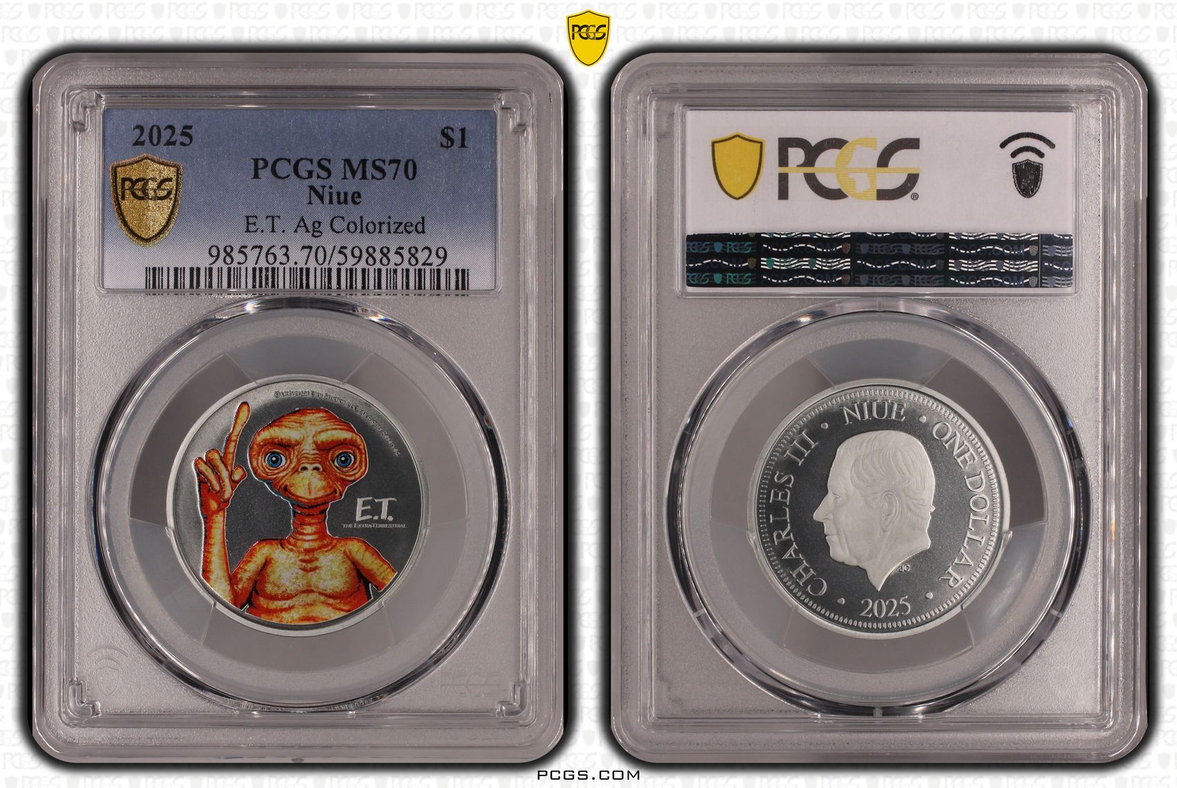 239 · Niue, E.T. Colorized, POP 16/0, One Dollar, 2025, PCGS MS70