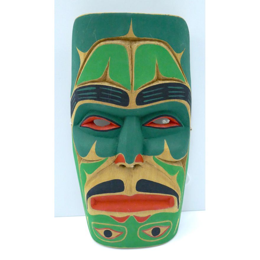 Emil Thibert (Saulteaux/Cree) ''Human Frog'' Cedar Mask 11.5''x6.5''