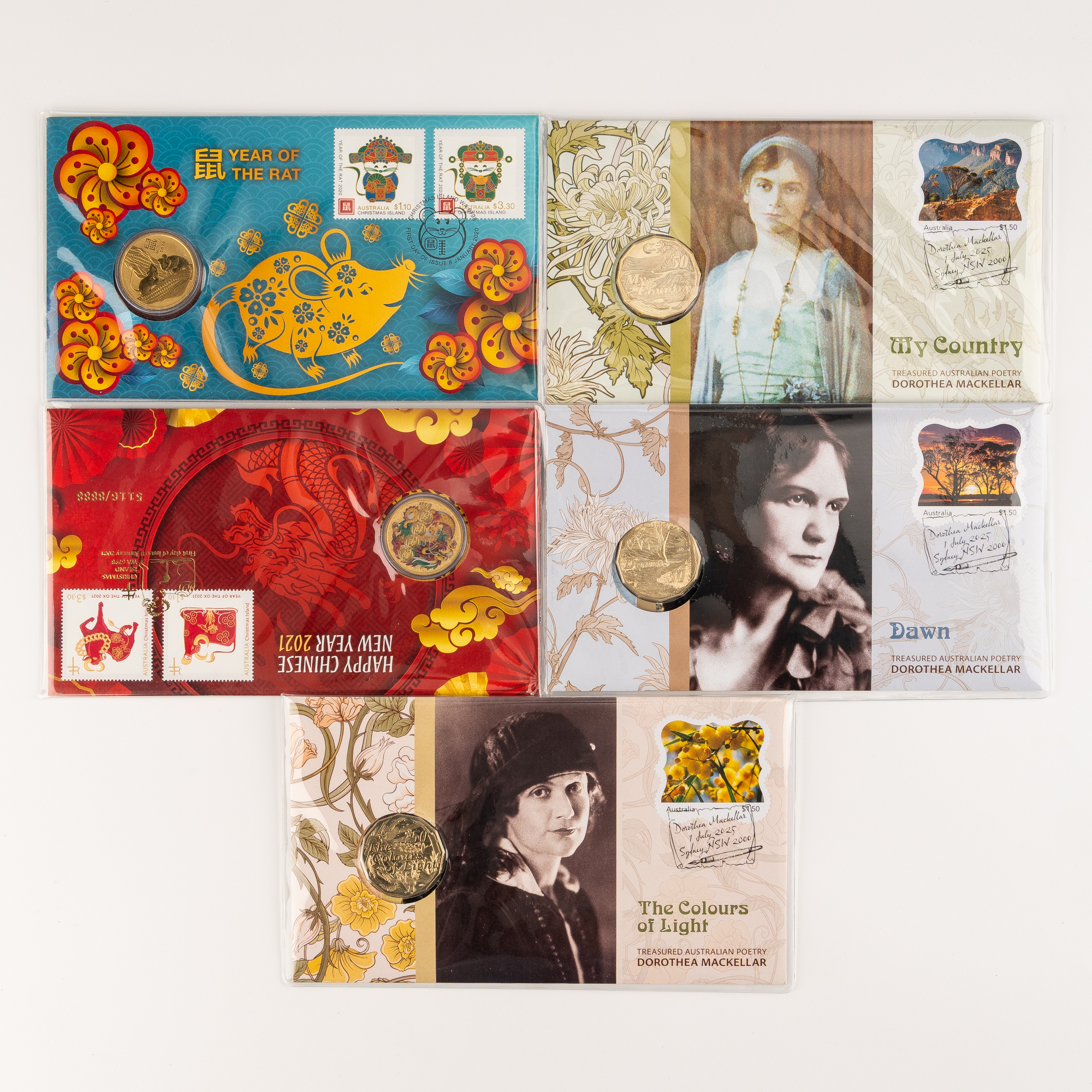 Elizabeth II - Charles III, Dorothea Mackellar & Chinese New Year, Fifty Cents - One Dollar, 2020 - 2025, UNC