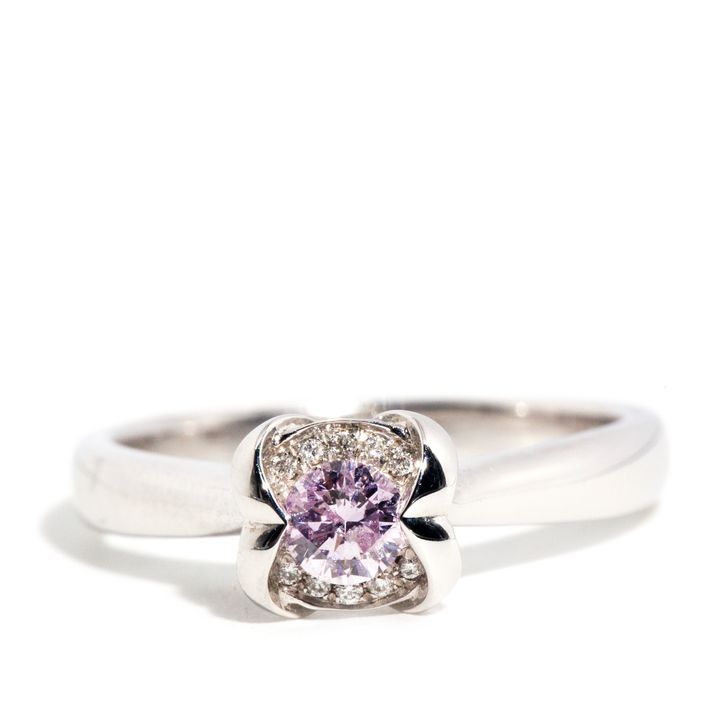 0.24 Carat Natural Light Purplish Pink Diamond RIng,