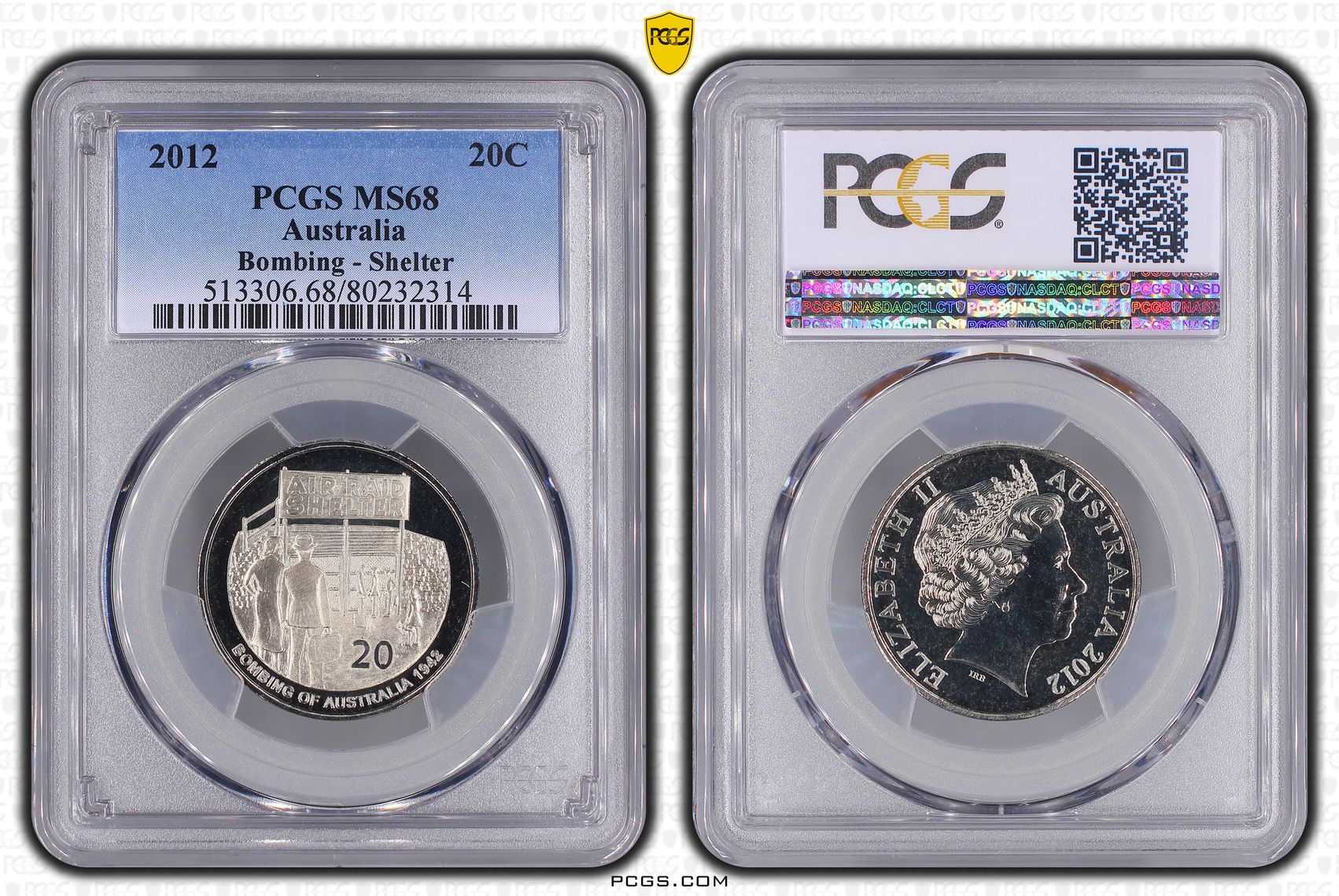 Bombing - Shelter, Twenty Cent, 2012, PCGS MS68