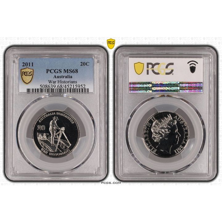 Elizabeth II, War Historians, Twenty Cent, 2011, PCGS MS 68