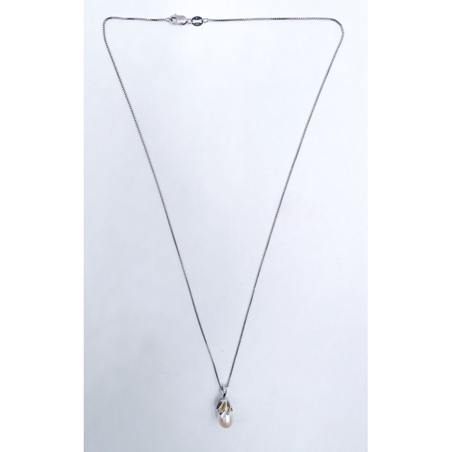 Aspire Sterling Pearl Drop Pendant Necklace 18'' with .75'' Pendant