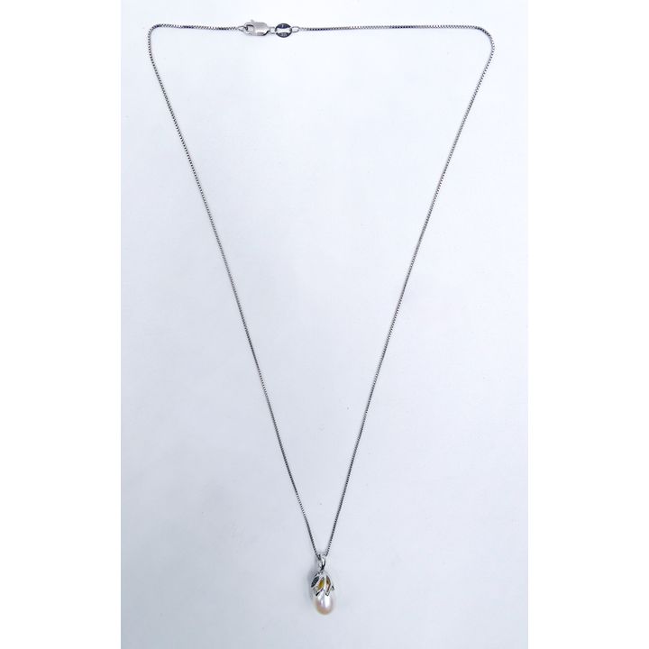 Aspire Sterling Pearl Drop Pendant Necklace 18'' with .75'' Pendant