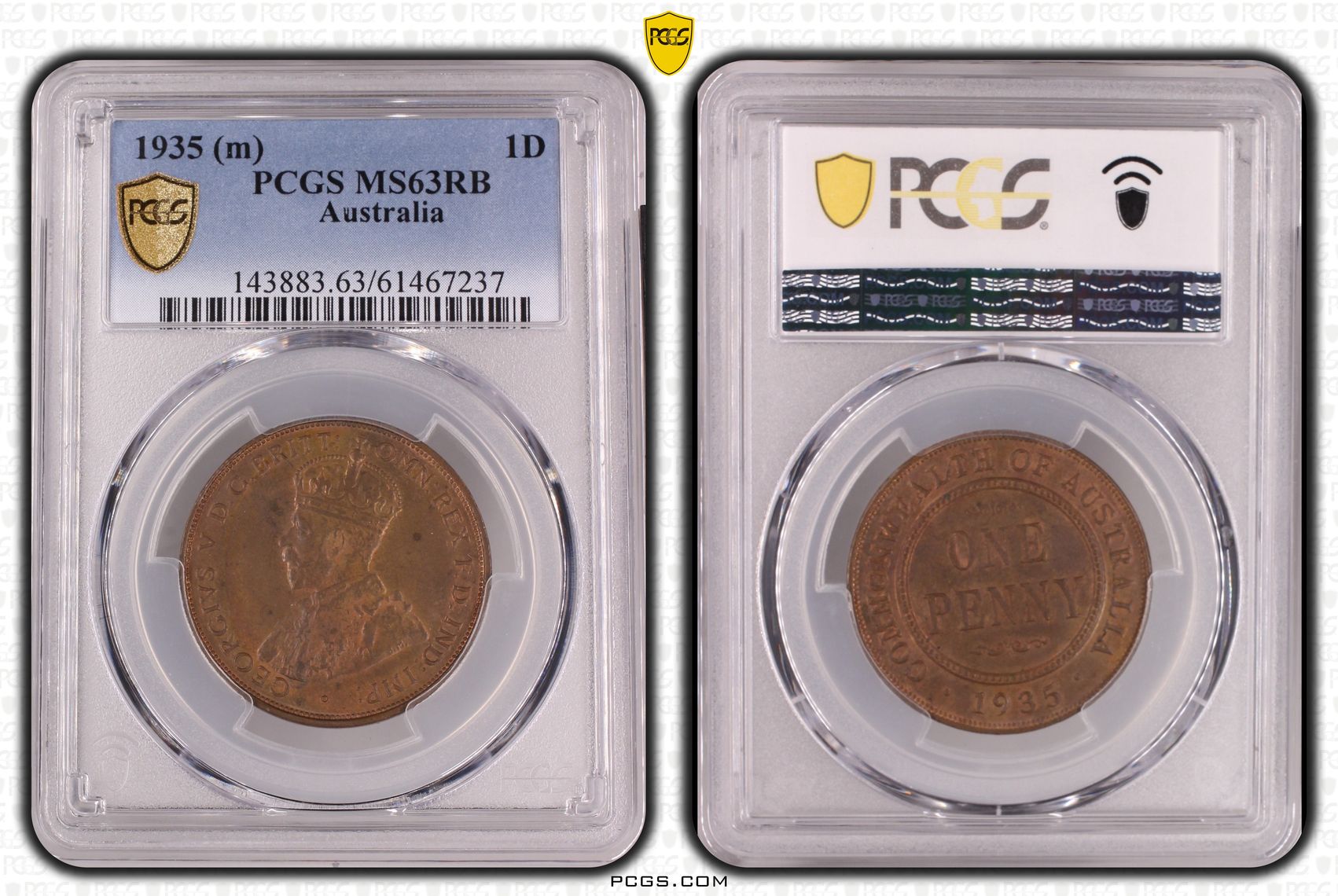 George V, Penny, 1935, PCGS MS63RB