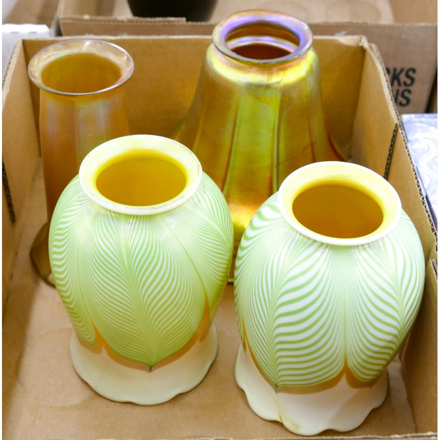 Box 5pc Iridescent Lampshades as-is