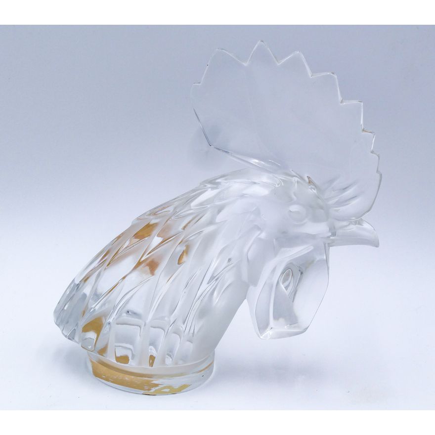 Lalique ''Tete de Coq'' Crystal Glass Sculpture 7''