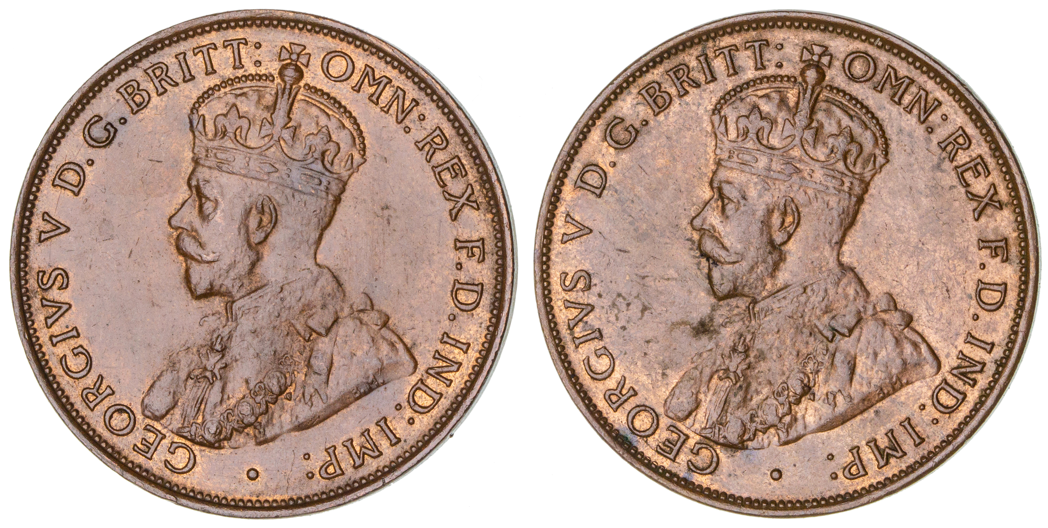 George V, Penny, 1933 & 1934, UNC