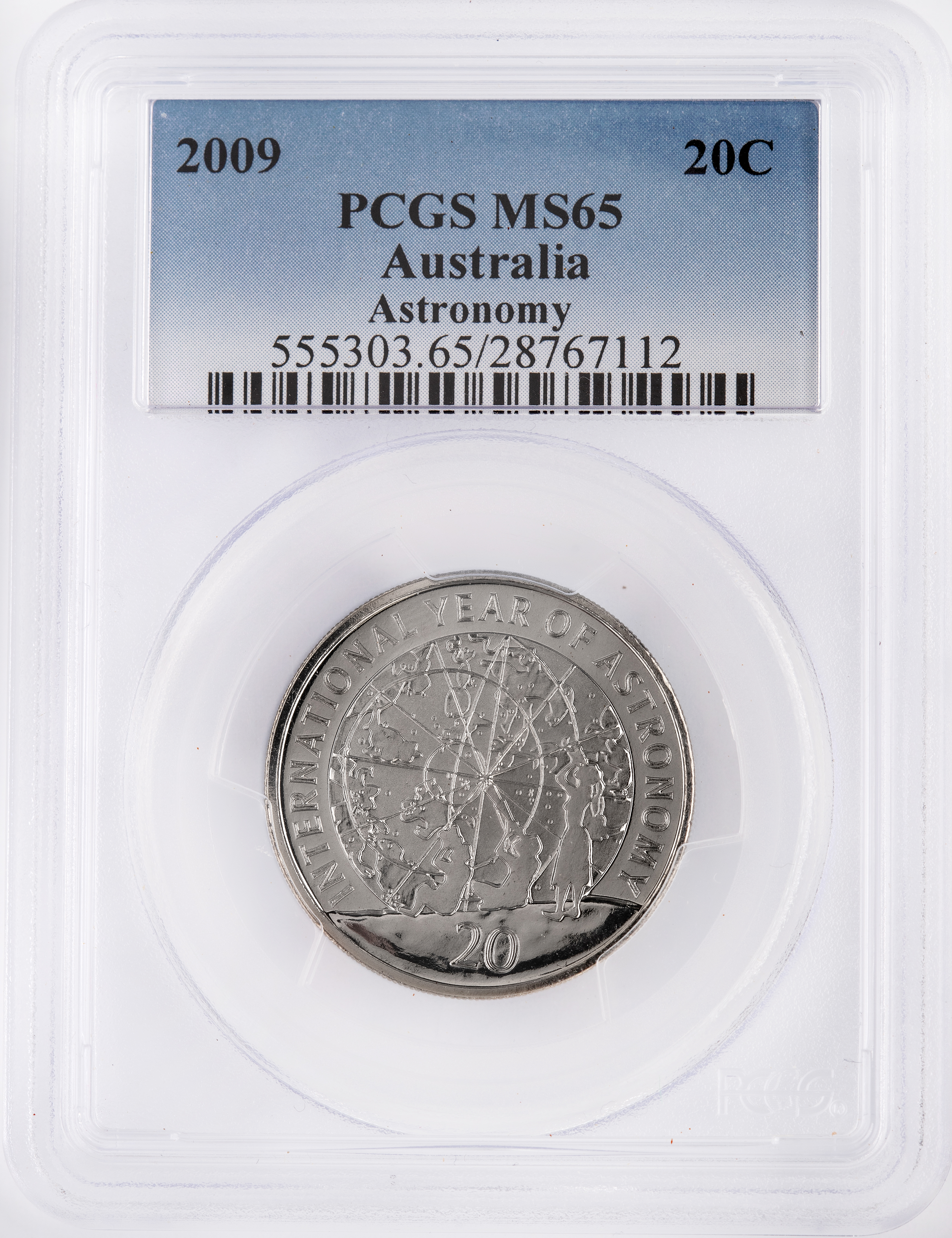 Astronomy, Twenty Cent, 2009, PCGS MS65