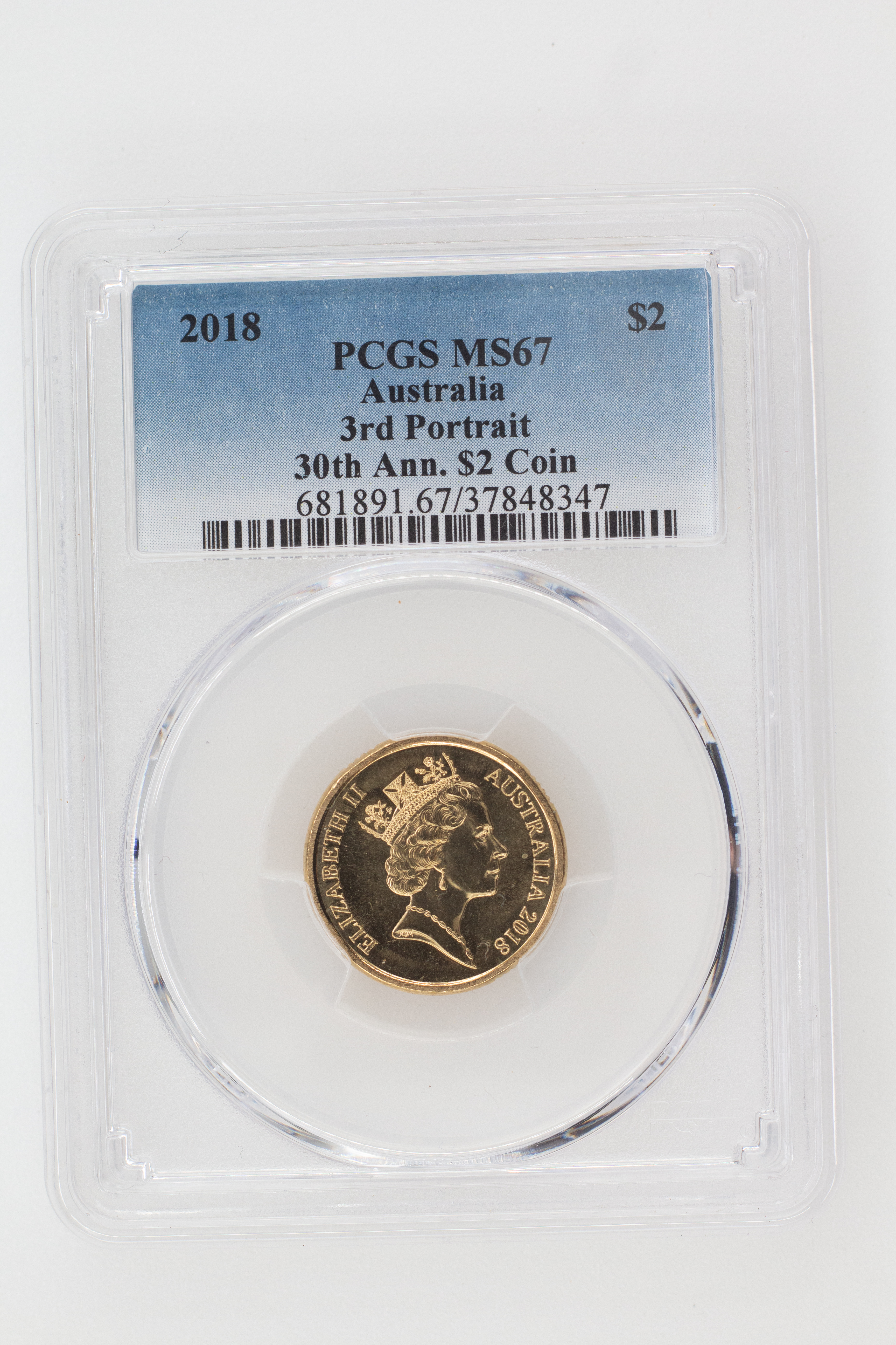 2018 Australia Two Dollar, $2 3rd Portrait 30th Ann. $2 Coin PCGS - MS67 -347