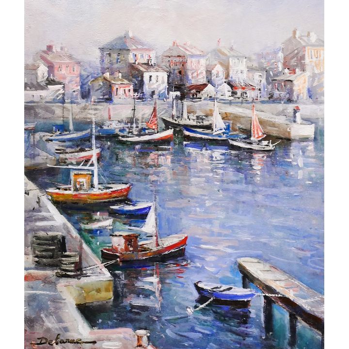 Lucien Delarue ''Port de St. Tropez'' Oil on Canvas