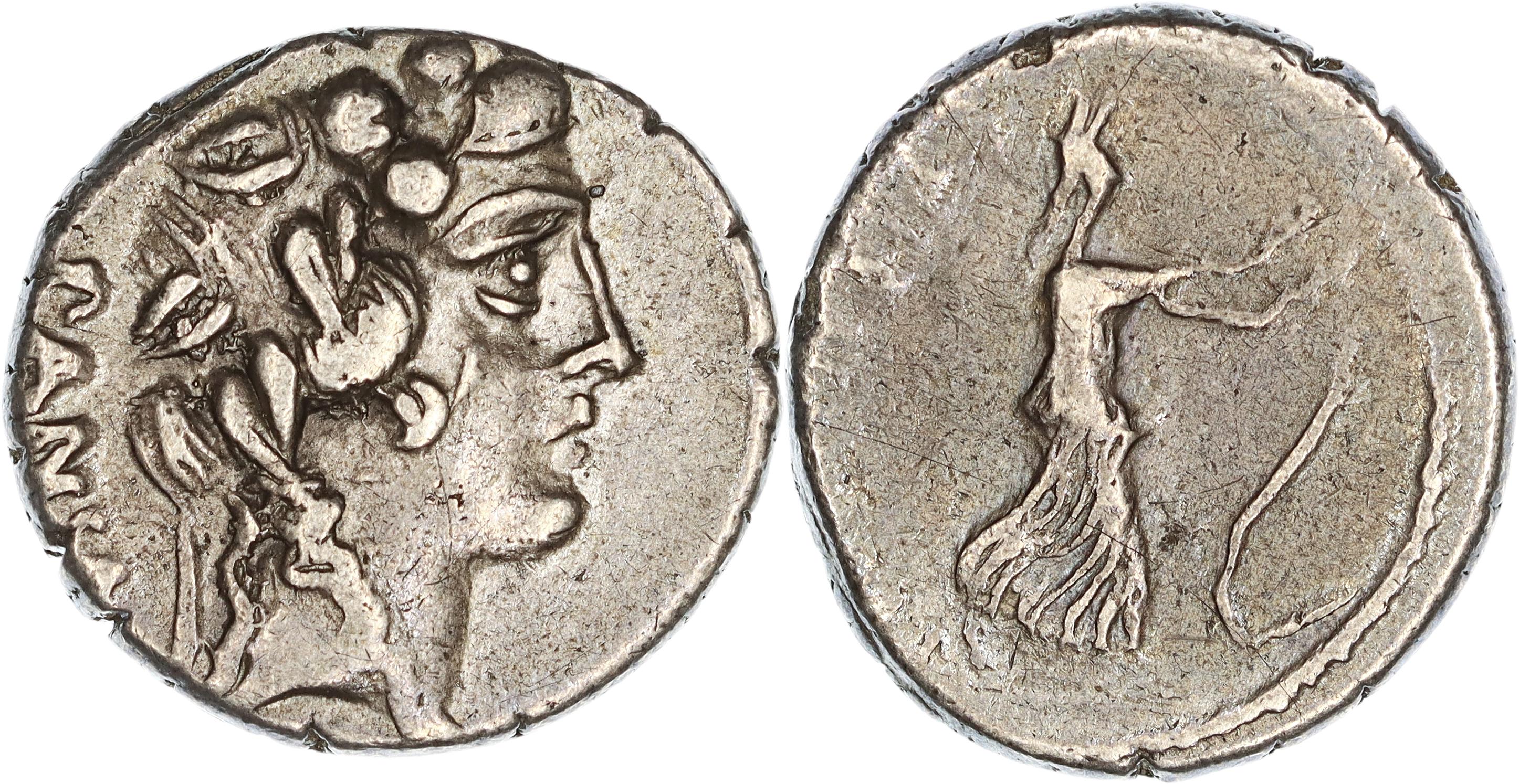 Roman Republic, Imperatorial Period, C. Vibius C.f. C.n. Pansa Caetronianus, Silver Denarius, 48 BC, gF