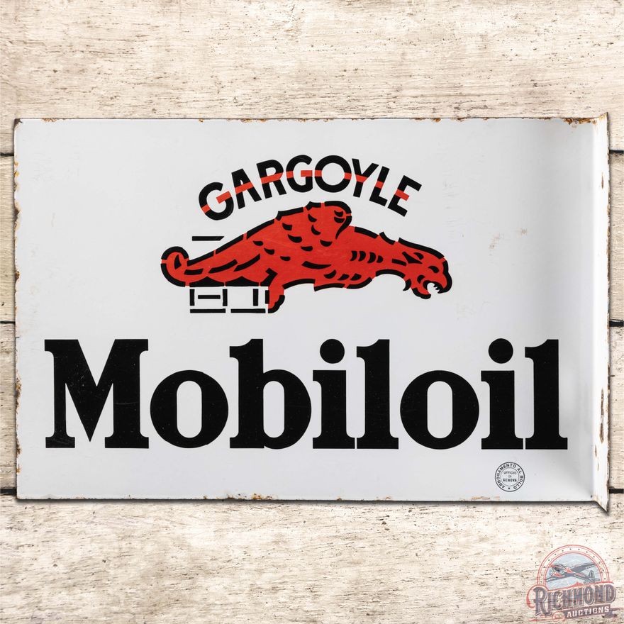 Mobiloil Gargoyle Motor Oils DS Porcelain Flange Sign