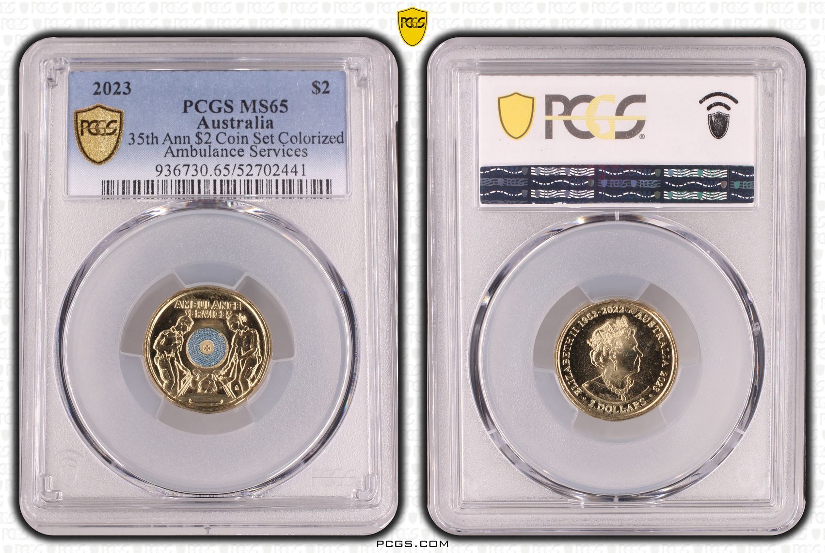 35th Ann $2 Coin Set Colorized Ambulance Services, Two Dollar, 2023, PCGS MS65