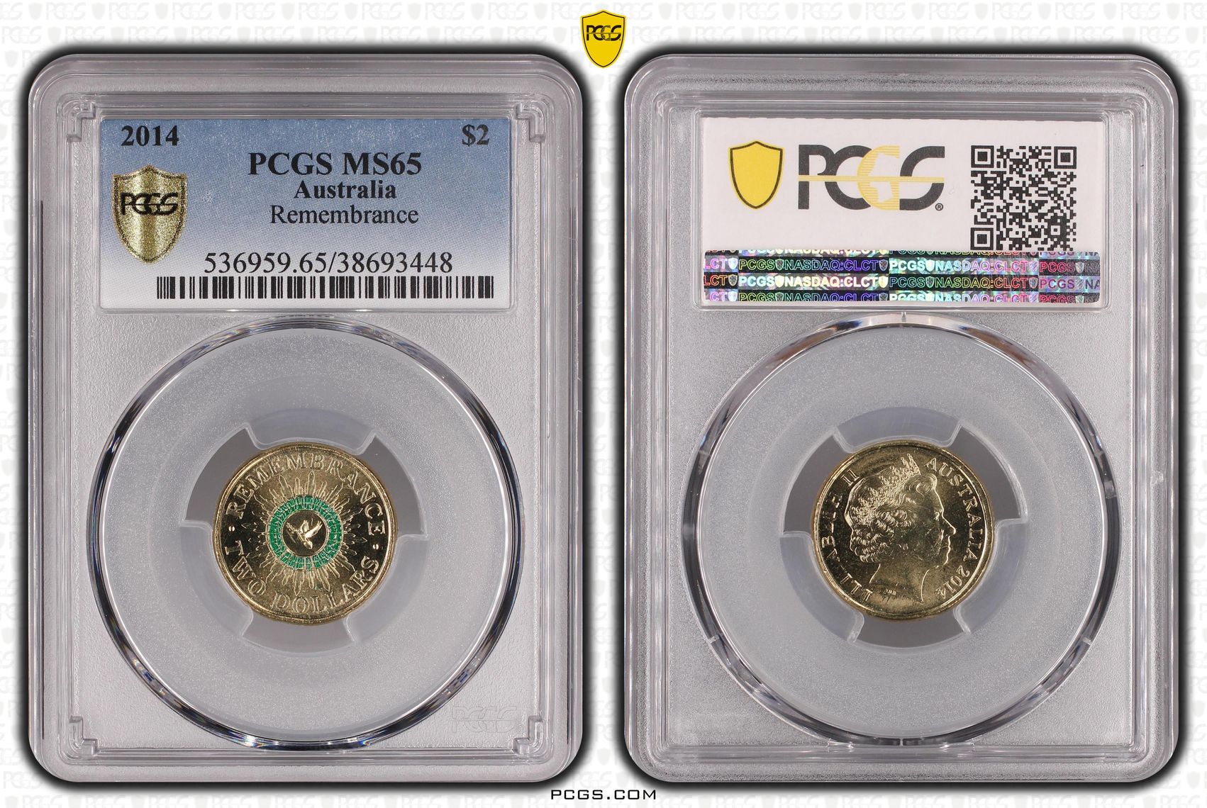 Elizabeth II, Remembrance - Colorized, Two Dollar, 2014, PCGS MS65