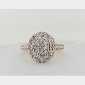 9CT YELLOW GOLD OVAL CLUSTER WITH 0.500CT DIAMONDS - 51929/3521
